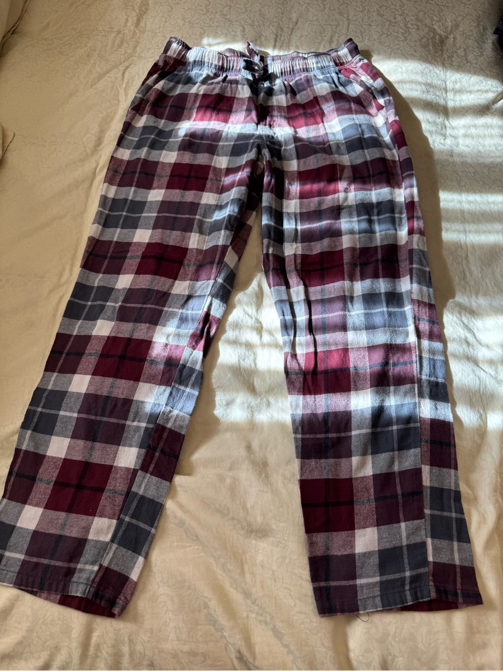 Men's Plaid Lounge Pants - Burgundy & Gray